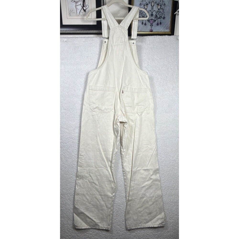 (Q1) NWT Levi's Women's Utility Loose Cream Denim Overall Easy Ecru-Natural,Sz M - Picture 6 of 16